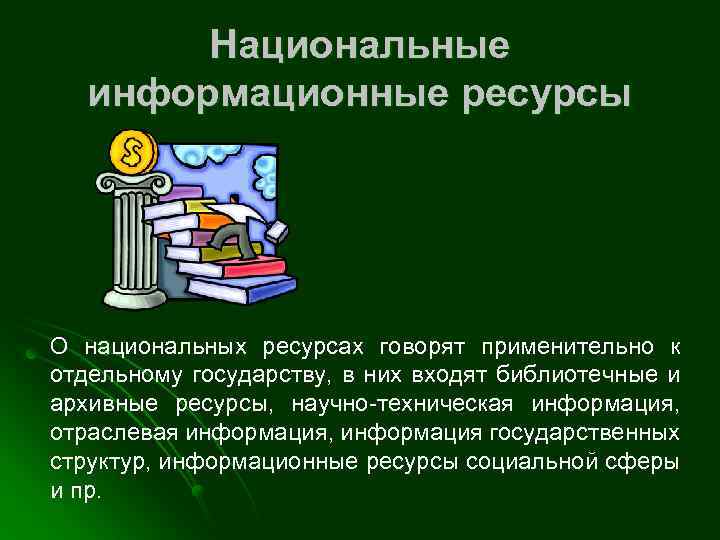 Национальные информационные ресурсы презентация