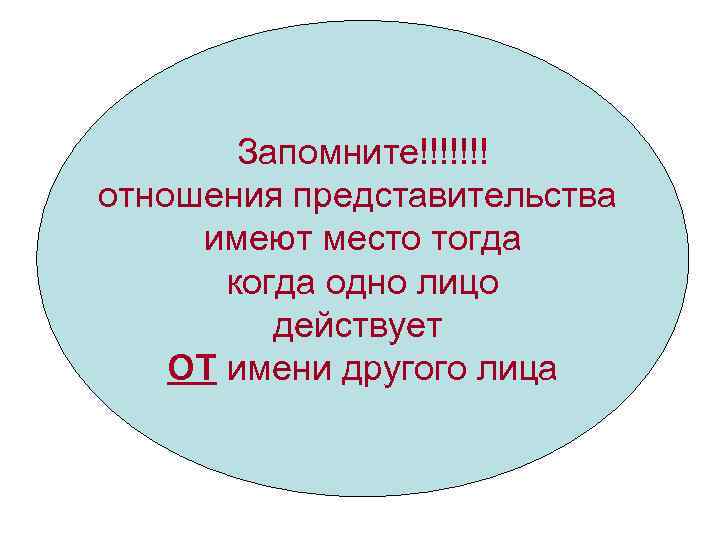 Запомните!!!!!!! отношения представительства имеют место тогда когда одно лицо действует ОТ имени другого лица