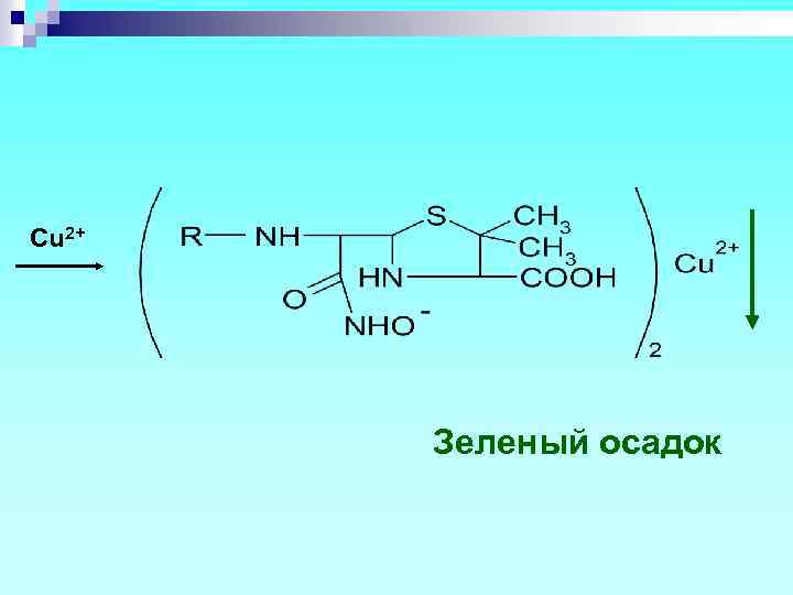 Cu 2+ Зеленый осадок 