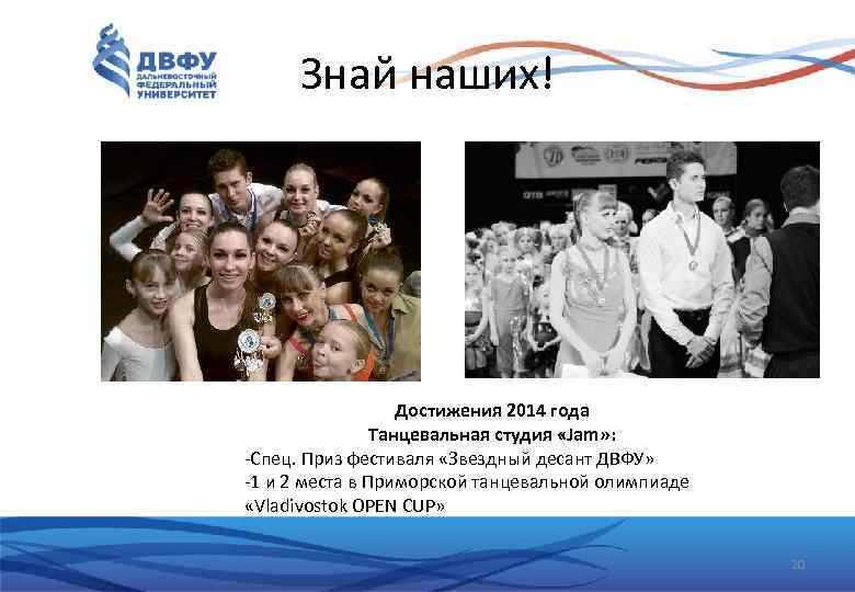 Знай наших! Достижения 2014 года Танцевальная студия «Jam» : -Спец. Приз фестиваля «Звездный десант