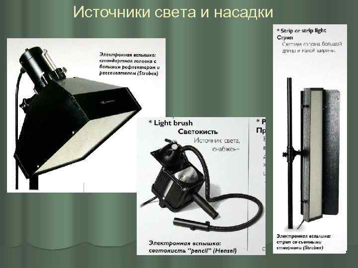 Источники света и насадки 