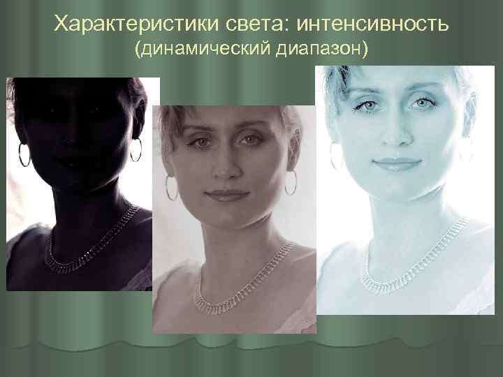 Характеристики света: интенсивность (динамический диапазон) 