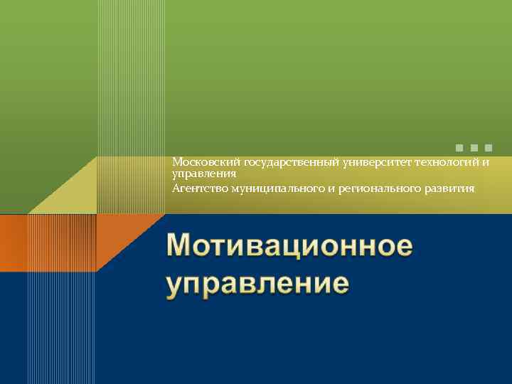 Московский государственный университет технологий и управления Агентство муниципального и регионального развития 