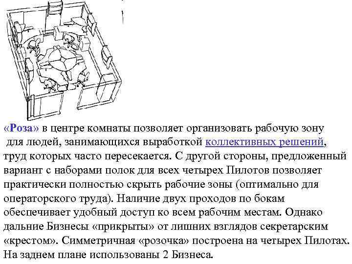  «Роза» в центре комнаты позволяет организовать рабочую зону для людей, занимающихся выработкой коллективных