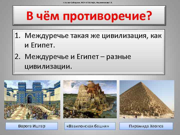 г. Усолье-Сибирское, МОУ «СОШ № 2» , Масленникова Г. В. В чём противоречие? 1.