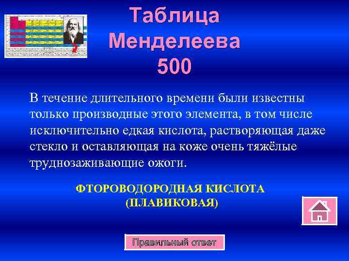 Таблица Менделеева 500 В течение длительного времени были известны только производные этого элемента, в