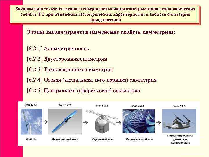 Закономерность качественного совершенствования конструктивно-технологических свойств ТС при изменении геометрических характеристик и свойств симметрии (продолжение)