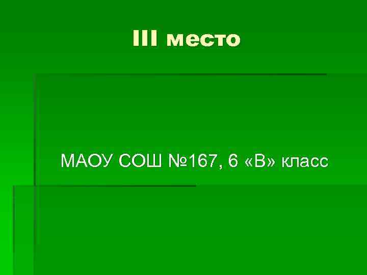 III место МАОУ СОШ № 167, 6 «В» класс 