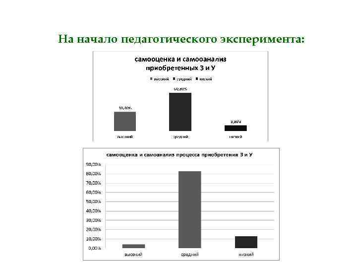 На начало педагогического эксперимента: 