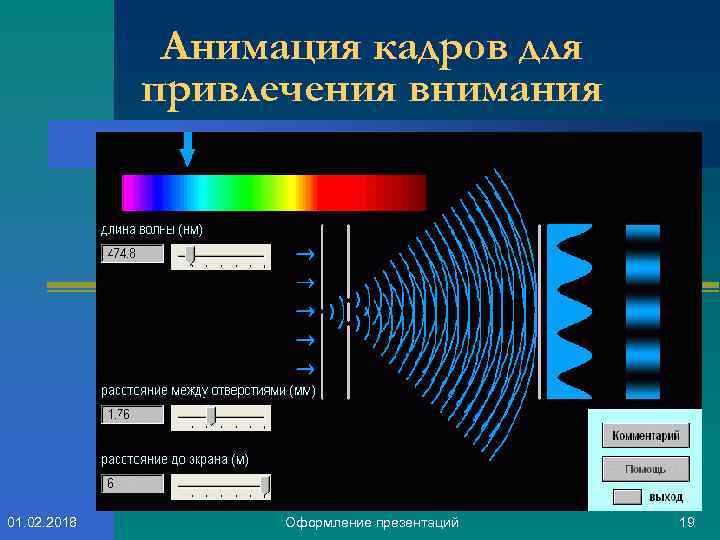Анимация кадров для привлечения внимания 01. 02. 2018 Оформление презентаций 19 