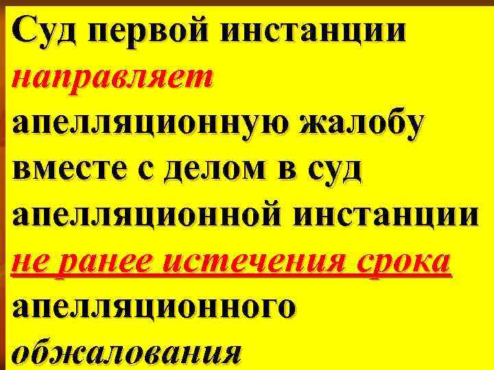 Суд первой инстанции направляет апелляционную жалобу вместе с делом в суд апелляционной инстанции не