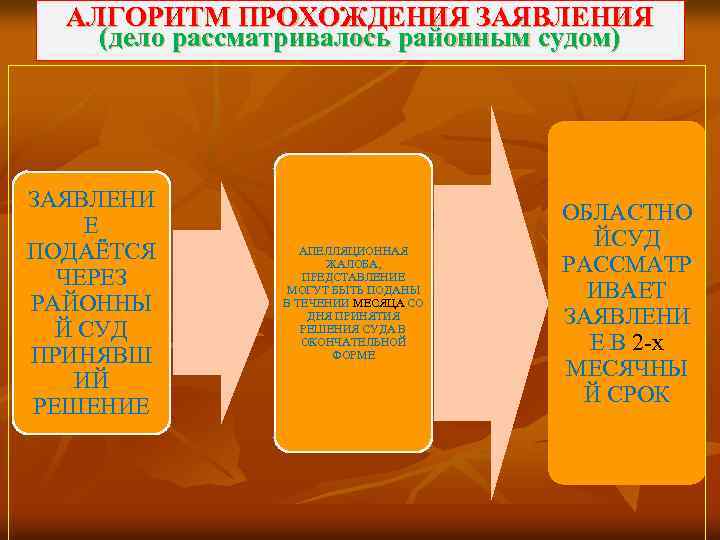 АЛГОРИТМ ПРОХОЖДЕНИЯ ЗАЯВЛЕНИЯ (дело рассматривалось районным судом) ЗАЯВЛЕНИ Е ПОДАЁТСЯ ЧЕРЕЗ РАЙОННЫ Й СУД
