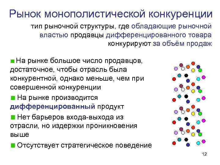 Рынок монополистической конкуренции тип рыночной структуры, где обладающие рыночной властью продавцы дифференцированного товара конкурируют