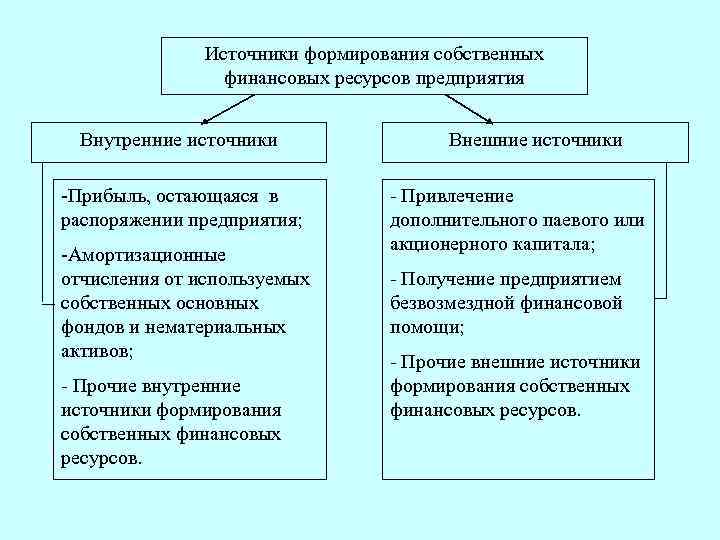 К внутренним источникам финансирования проекта можно отнести