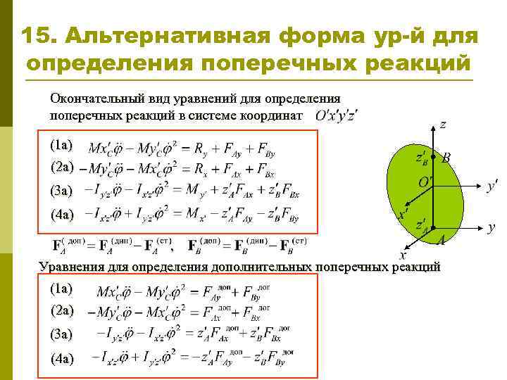 15. Альтернативная форма ур-й для определения поперечных реакций Окончательный вид уравнений для определения поперечных