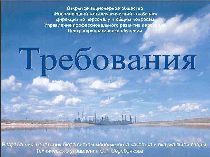 Открытое акционерное общество «Новолипецкий металлургический комбинат» Дирекция по персоналу и общим вопросам Управление профессионального