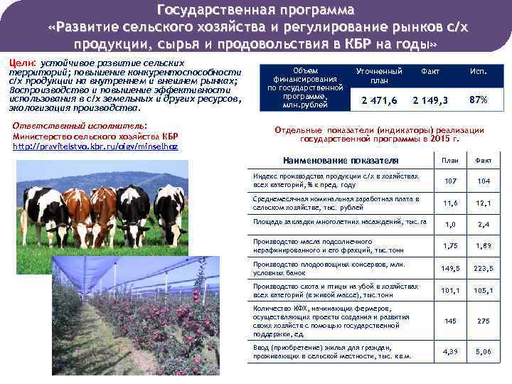 Государственная программа «Развитие сельского хозяйства и регулирование рынков с/х продукции, сырья и продовольствия в