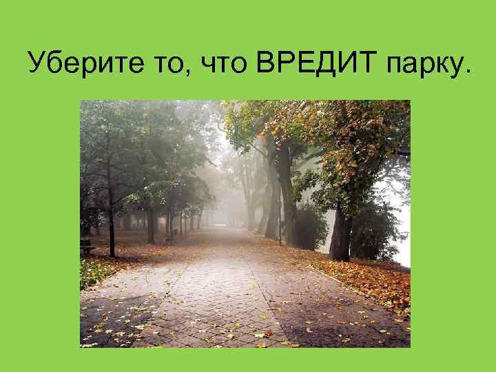 Уберите то, что ВРЕДИТ парку. 