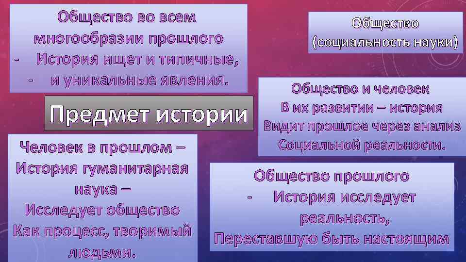 Общество во всем многообразии прошлого - История ищет и типичные, - и уникальные явления.