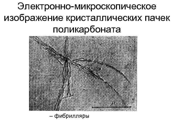 Электронно-микроскопическое изображение кристаллических пачек поликарбоната – фибрилляры 