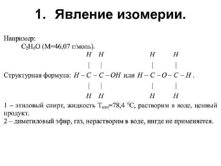 1. Явление изомерии. 