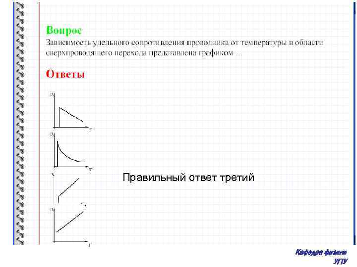 Правильный ответ третий Кафедра физики УГТУ 