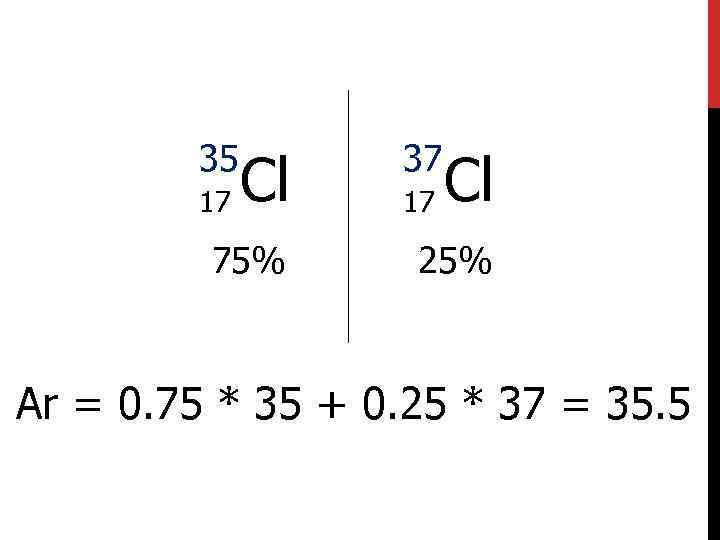 35 17 Сl 75% 37 17 Сl 25% Ar = 0. 75 * 35