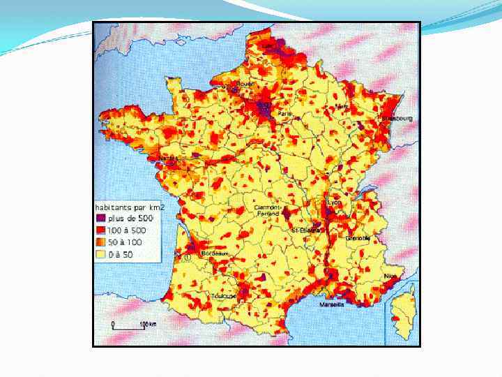Плотность населения франции карта