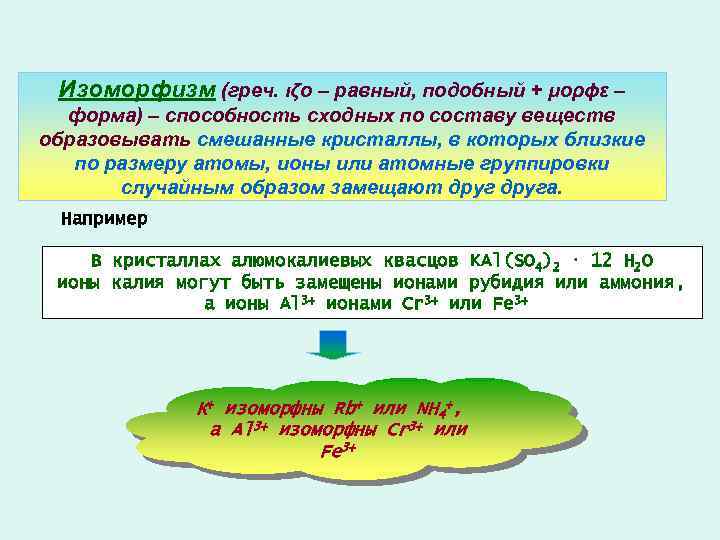 Изоморфизм (греч. ιζο – равный, подобный + μορϕε – форма) – способность сходных по