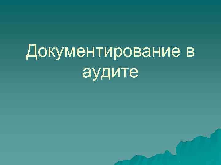 Документирование в аудите 