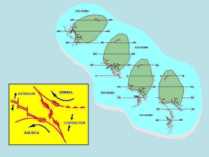 280 -260 Ma 50 N 40 N 30 N 30 N 430 -400 Ma