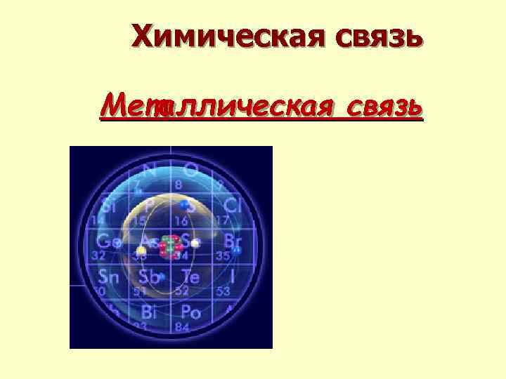 Химическая связь Металлическая связь 