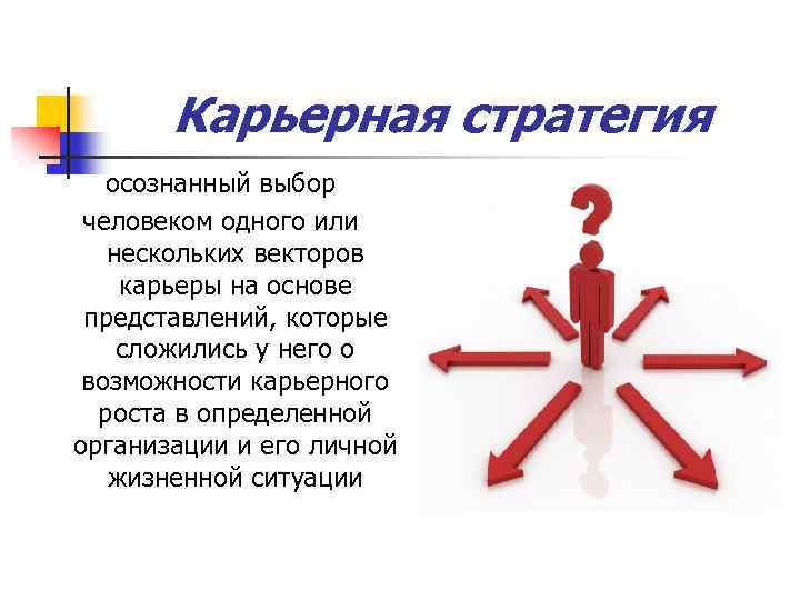 Карьерная стратегия осознанный выбор человеком одного или нескольких векторов карьеры на основе представлений, которые