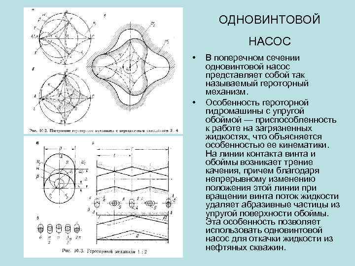 ОДНОВИНТОВОЙ НАСОС • • В поперечном сечении одновинтовой насос представляет собой так называемый героторный