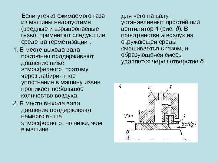 Если утечка сжимаемого газа из машины недопустима (вредные и взрывоопасные газы), применяют следующие средства