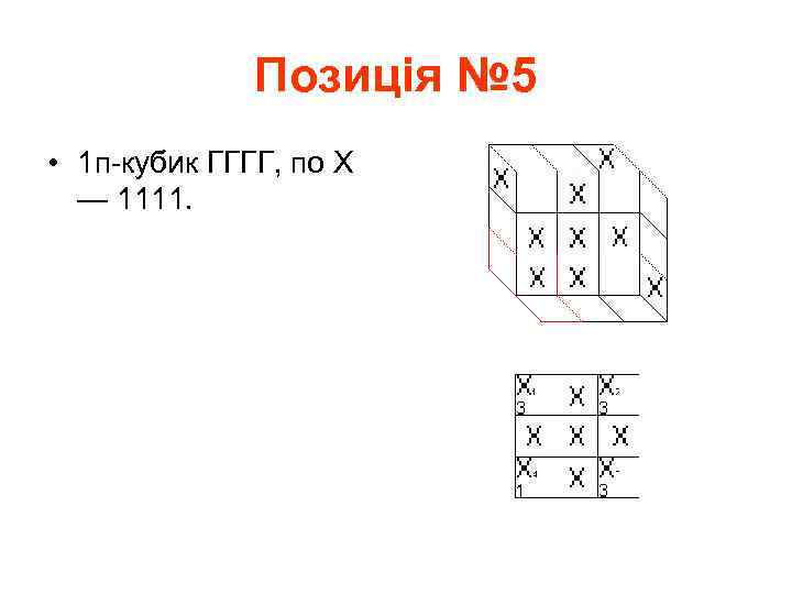 Позиція № 5 • 1 п-кубик ГГГГ, по Х — 1111. 
