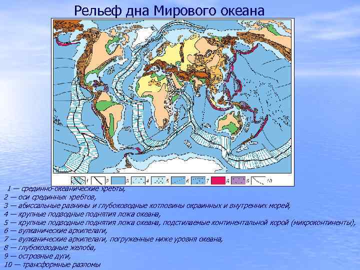 Какой цифрой на рисунке обозначен срединно океанический хребет