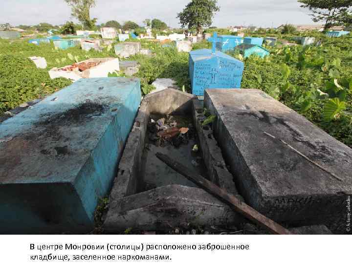 В центре Монровии (столицы) расположено заброшенное кладбище, заселенное наркоманами. 