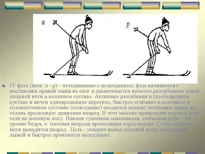 IV фаза (поза п –р) – отталкивание с подседанием; фаза начинается с постановки правой