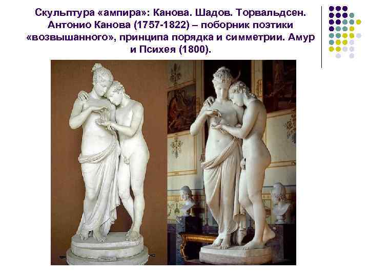 Скульптура «ампира» : Канова. Шадов. Торвальдсен. Антонио Канова (1757 1822) – поборник поэтики «возвышанного»