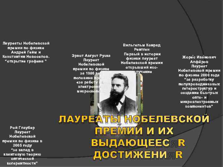 Лауреаты Нобелевской премии по физике Андрей Гейм и Константин Новоселов. “открытие графена ” Рой