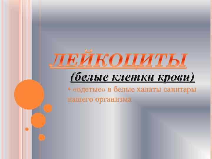 (белые клетки крови) • «одетые» в белые халаты санитары нашего организма 