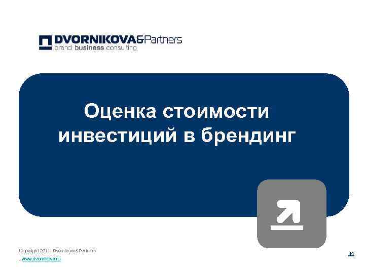 Оценка стоимости инвестиций в брендинг Copyright 2011 Dvornikova&Partners , www. dvornikova. ru 44 