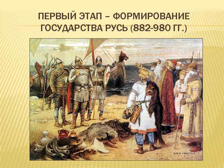 ПЕРВЫЙ ЭТАП – ФОРМИРОВАНИЕ ГОСУДАРСТВА РУСЬ (882 -980 ГГ. ) 