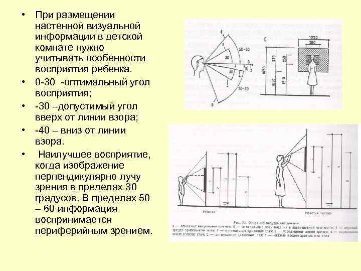  • При размещении настенной визуальной информации в детской комнате нужно учитывать особенности восприятия