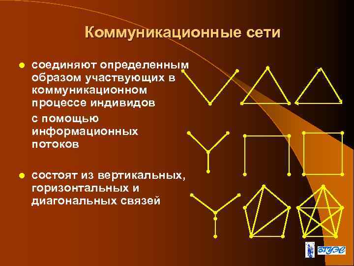 Коммуникационные сети l соединяют определенным образом участвующих в коммуникационном процессе индивидов с помощью информационных