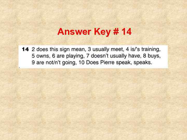 Answer Key # 14 