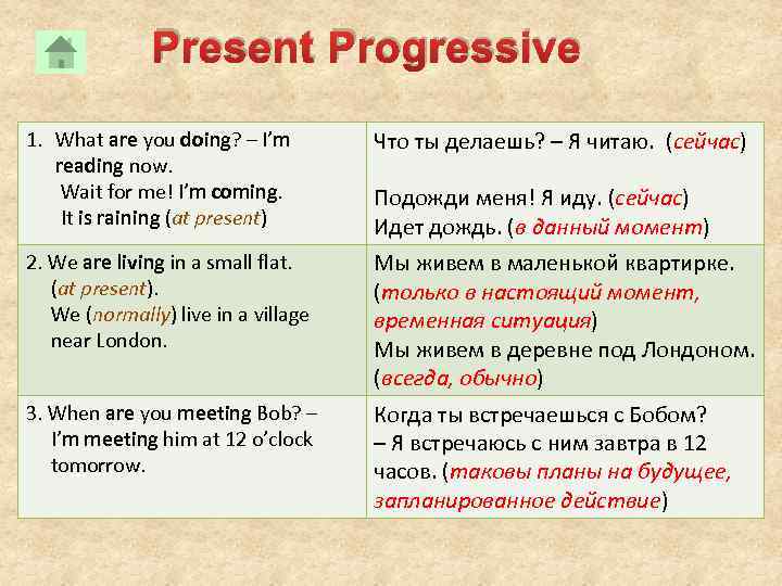 5 предложений present с переводом. Present Progressive в английском языке. Present simple present Progressive правило. Предложения в презент прогрессив.