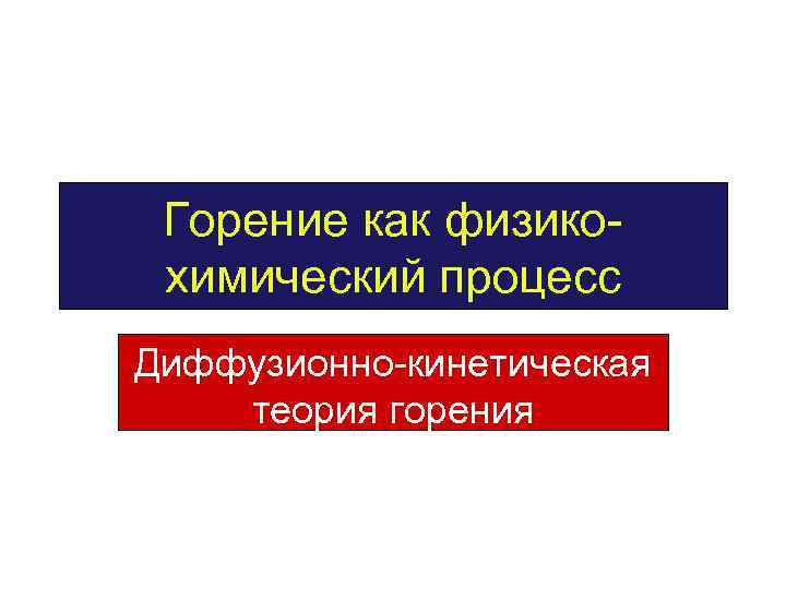 Горение как физикохимический процесс Диффузионно-кинетическая теория горения 