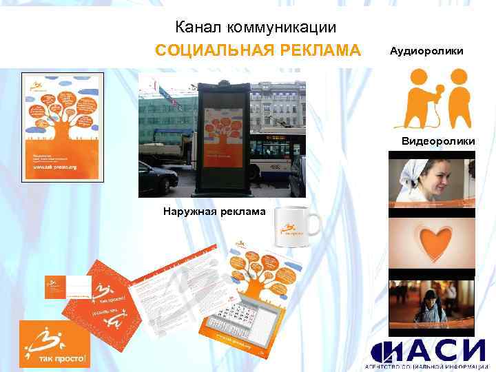 Канал коммуникации СОЦИАЛЬНАЯ РЕКЛАМА Аудиоролики Видеоролики Наружная реклама 